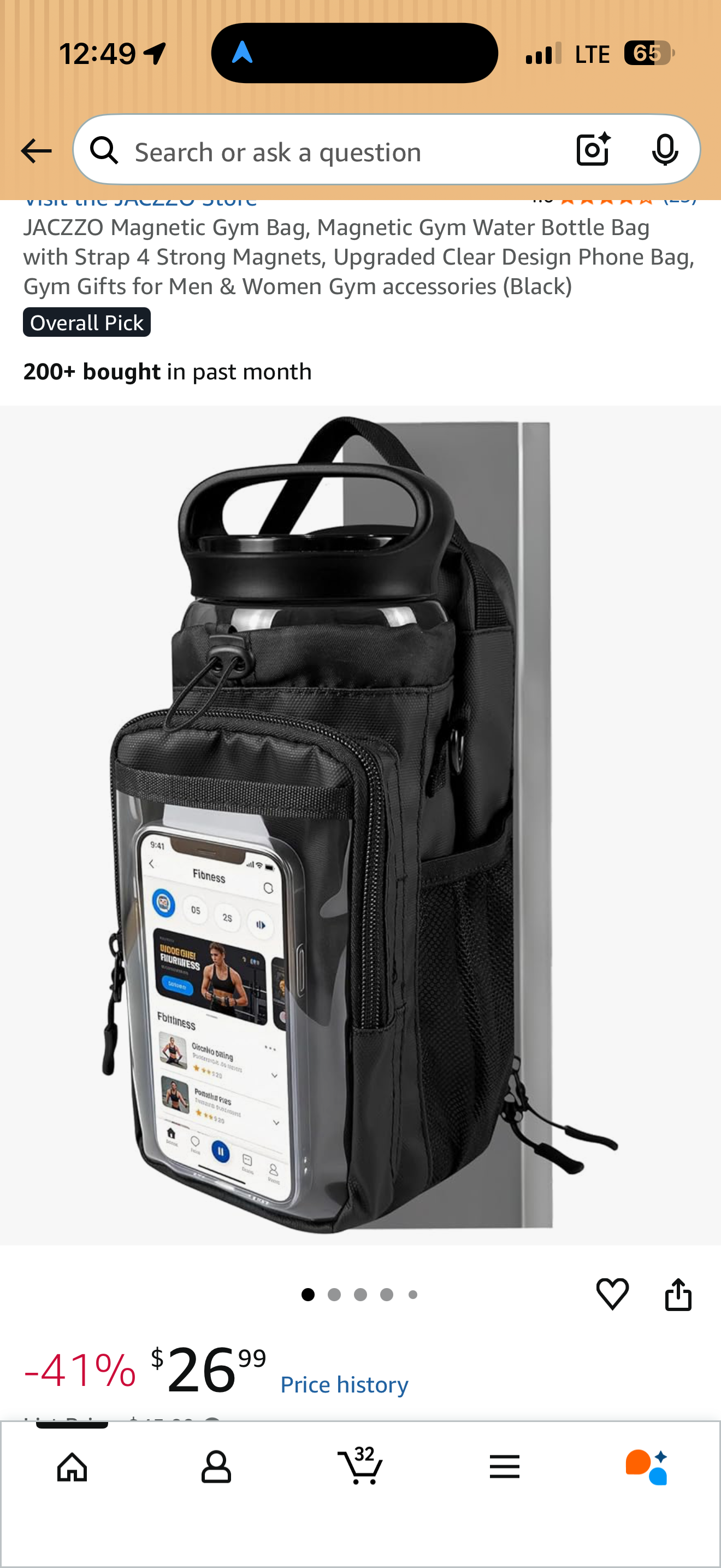 Magnetic Gym Bottle Bag